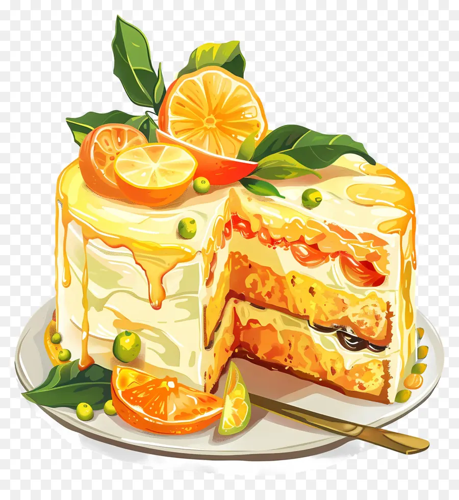 Gâteau D'agrumes Tropicaux，Gâteau PNG