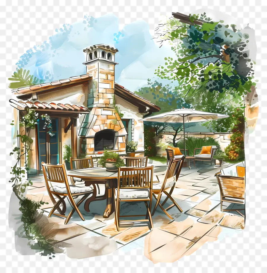 Patio Arrière Cour De La Maison，Manger En Plein Air PNG