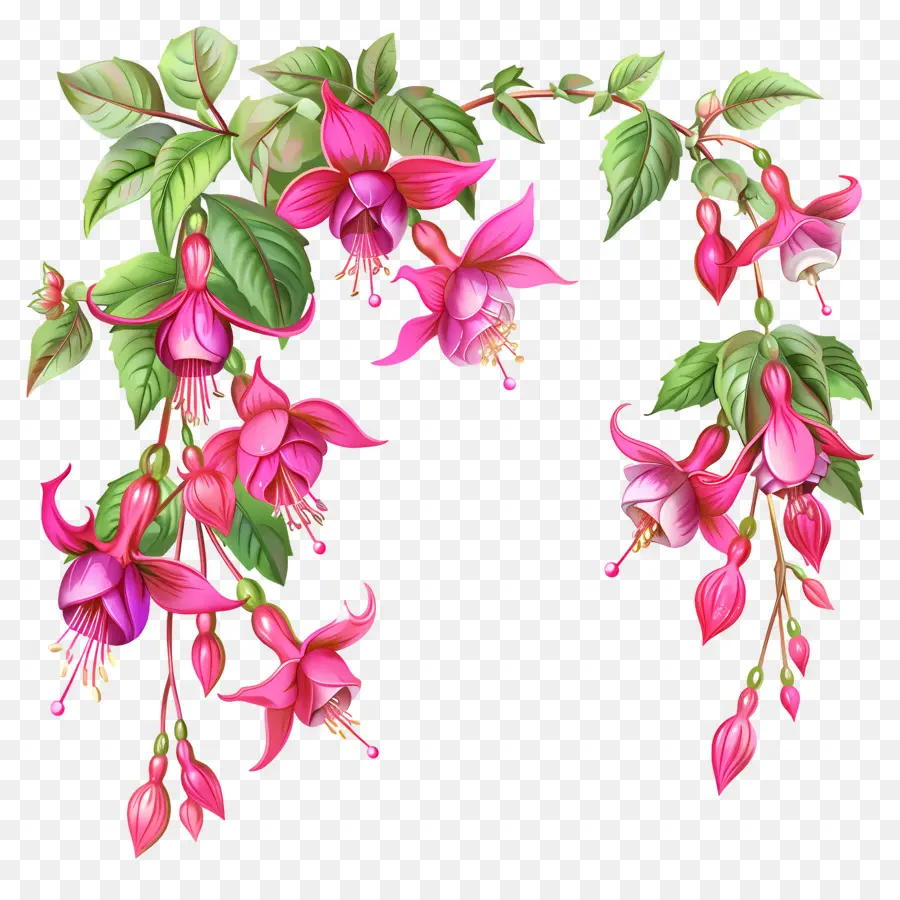 Fuchsia Fleurs，Fleurs Roses PNG