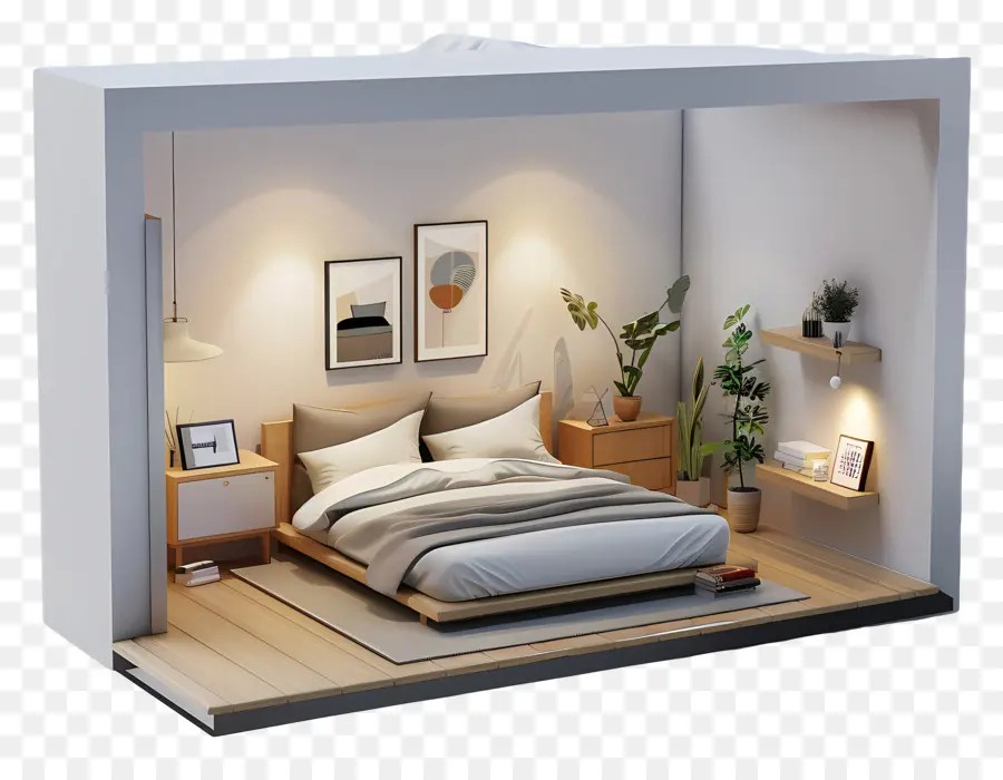 Chambre 3d，Chambre à Coucher PNG