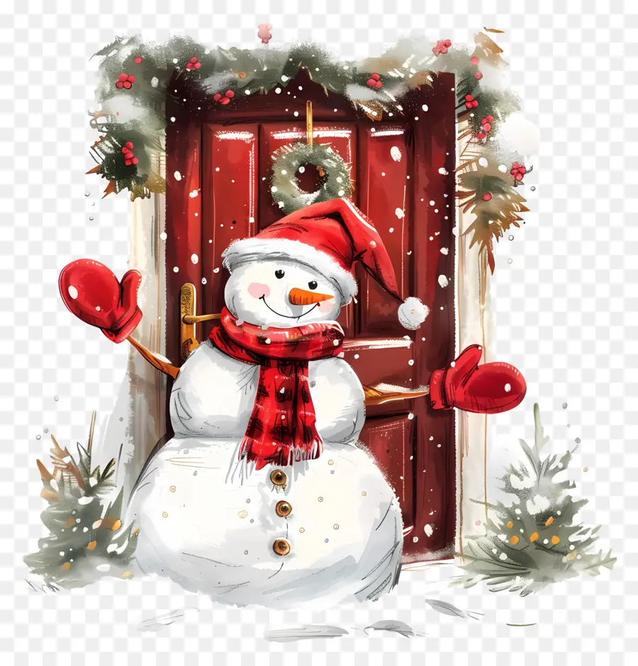 Bonhomme De Neige，De Porte De Noël PNG