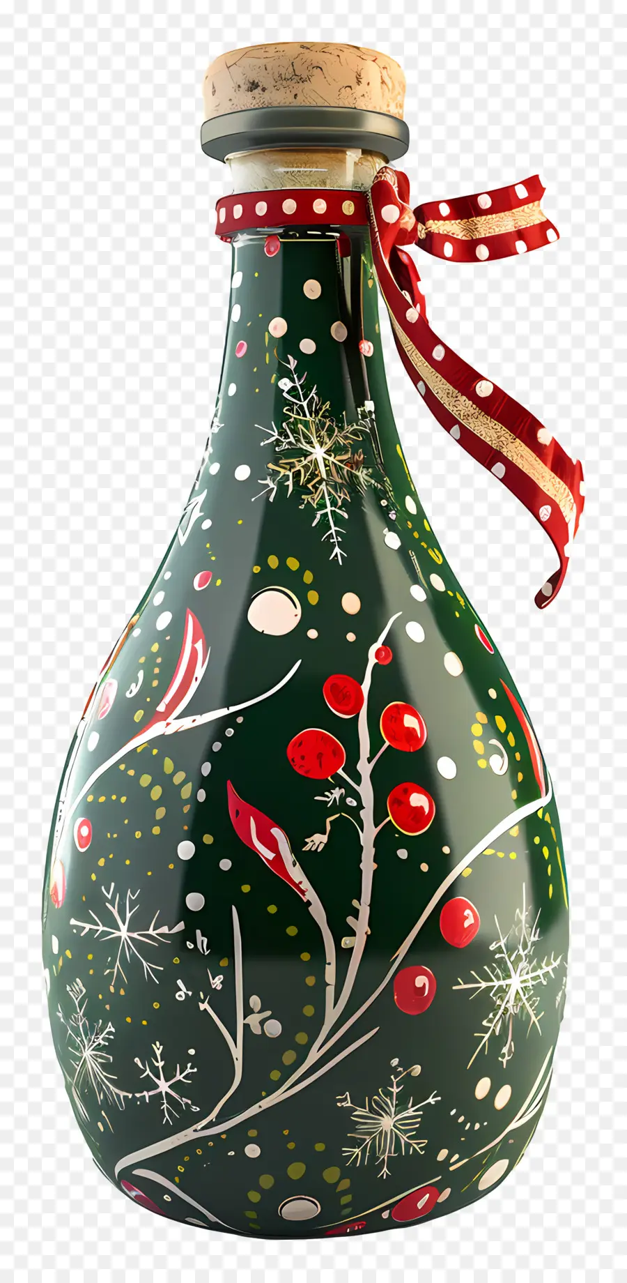 Bouteille De Noël，Bouteille En Verre Vert PNG