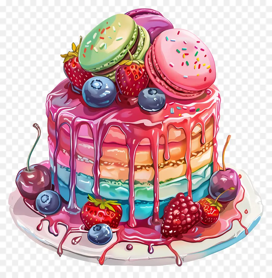 Gâteau De Paradis Macaron，Coloré Gâteau PNG