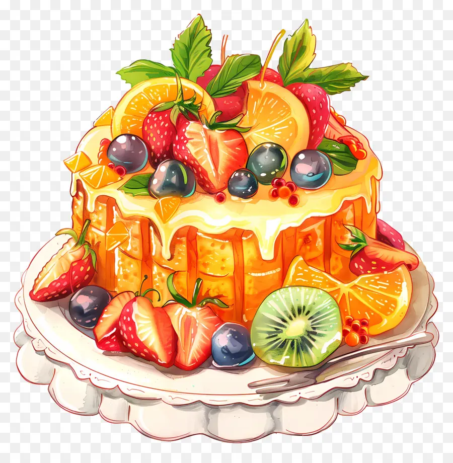 Gâteau Aux Fruits Du Soleil，Gâteau PNG