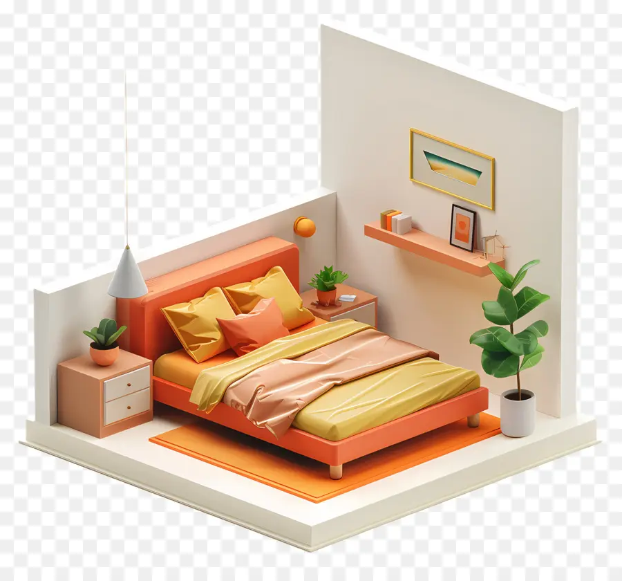 Chambre 3d，Chambre Confortable PNG