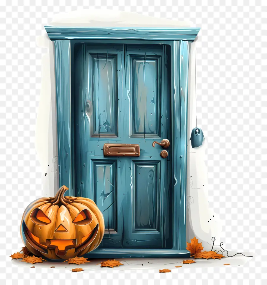 La Citrouille D'halloween，Porte Bleue PNG