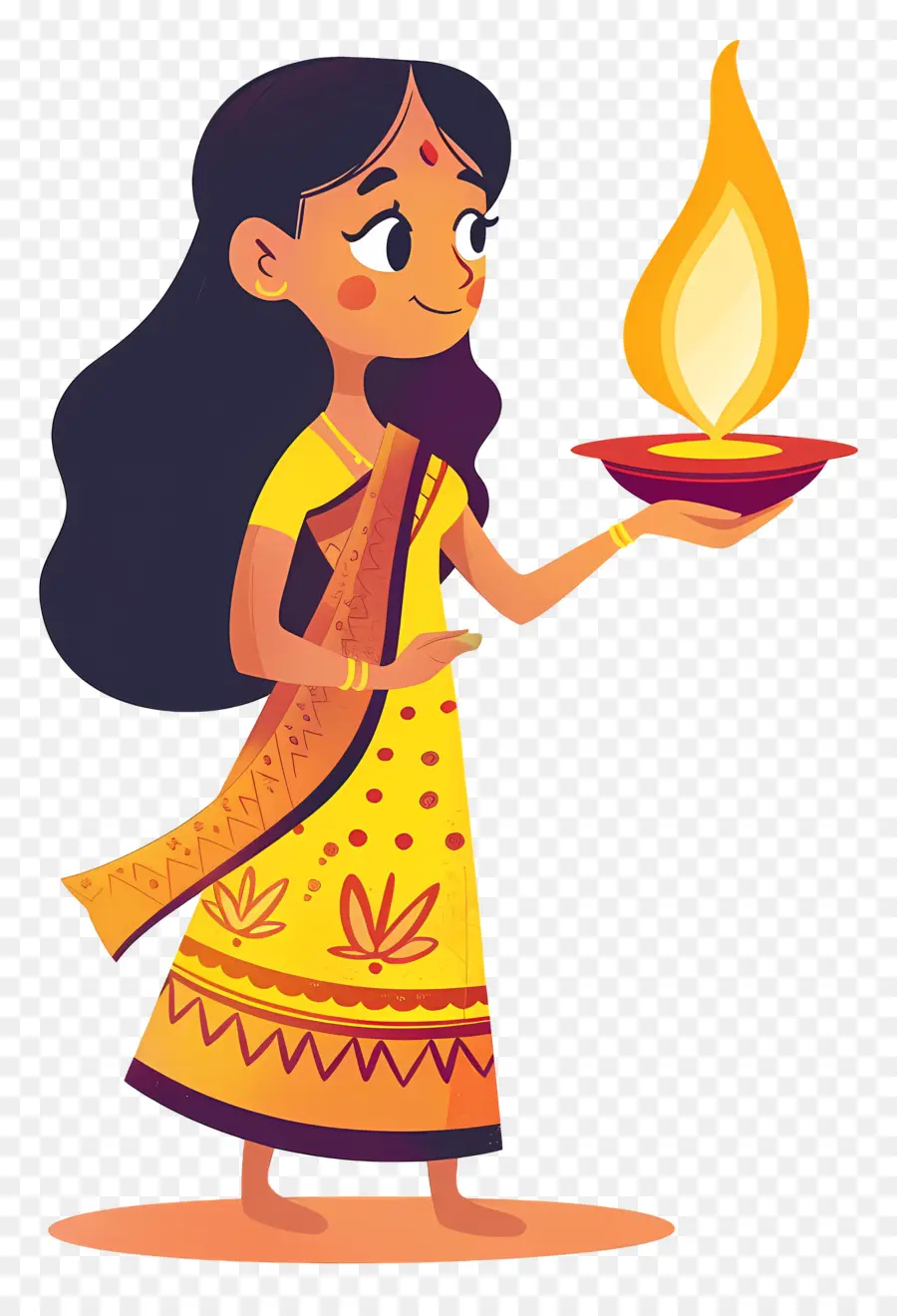 Diya Lampe，Tenue Traditionnelle Indienne PNG