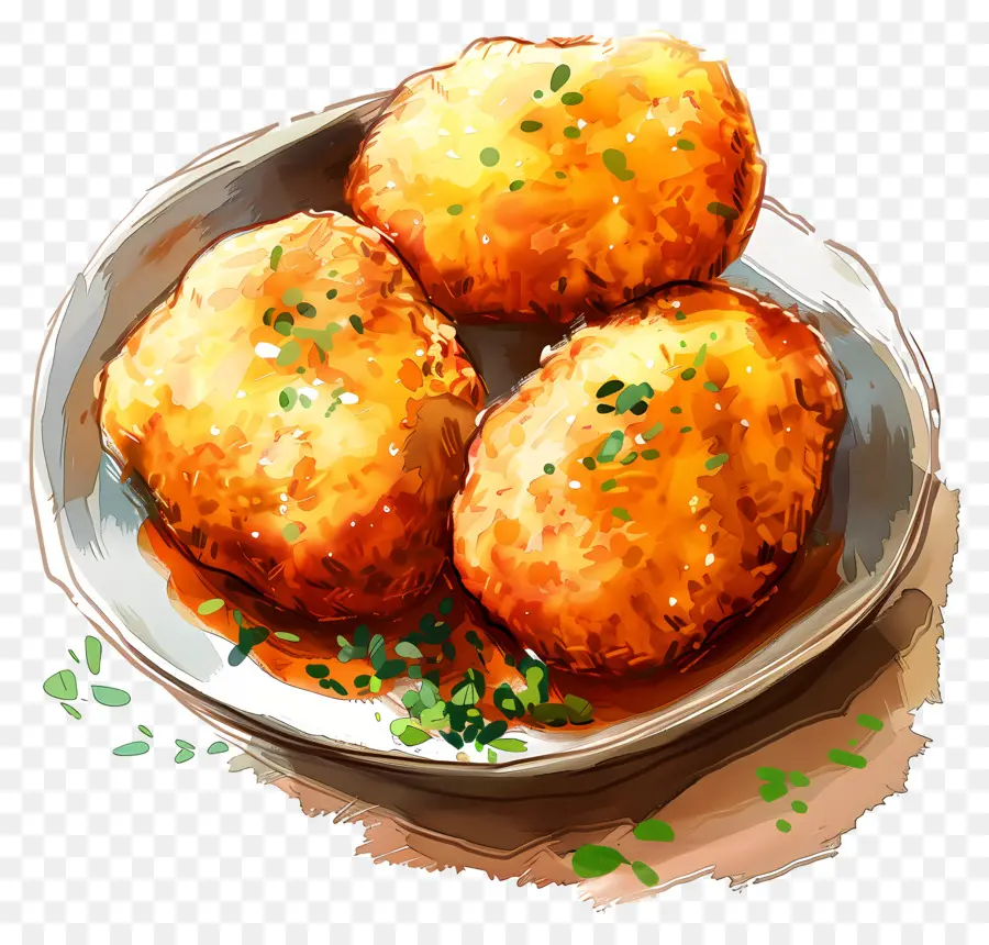 Croquettes，Poisson Frit PNG