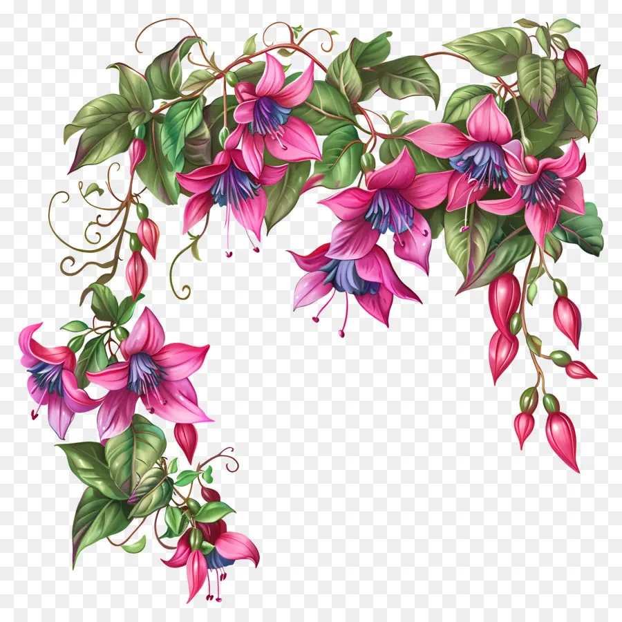 Fuchsia Fleurs，Fleurs Roses PNG