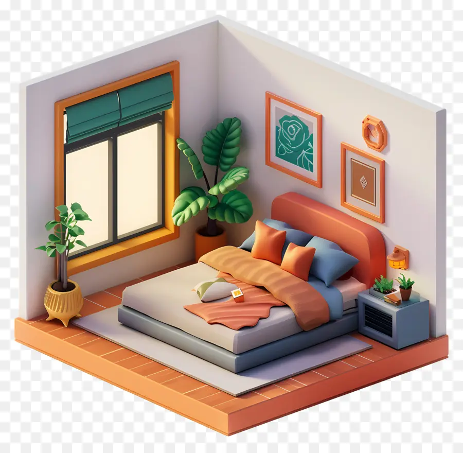 Chambre 3d，Chambre à Coucher PNG