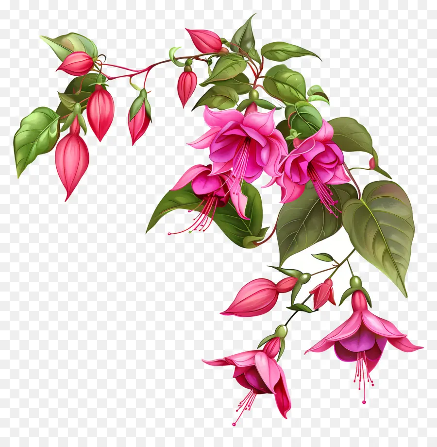 Fuchsia Fleurs，Fleurs Roses PNG