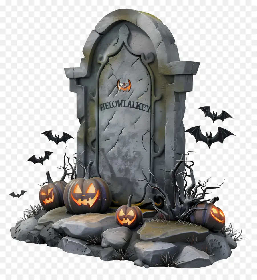 Pierre Tombale Halloween，Rendu 3d PNG