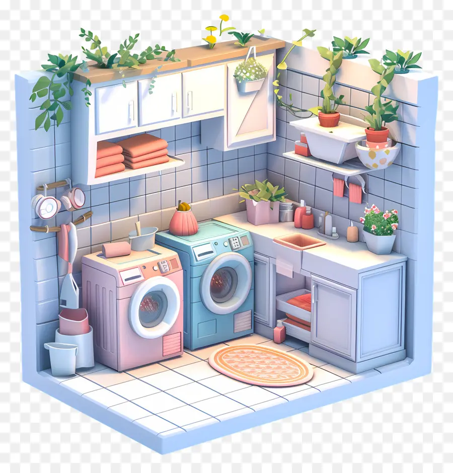 Buanderie 3d，Petite Cuisine Design PNG