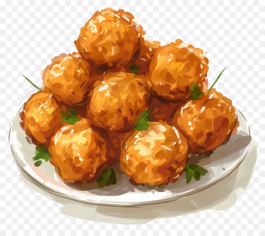 Boulettes De Poulet，Raviolis Frits PNG