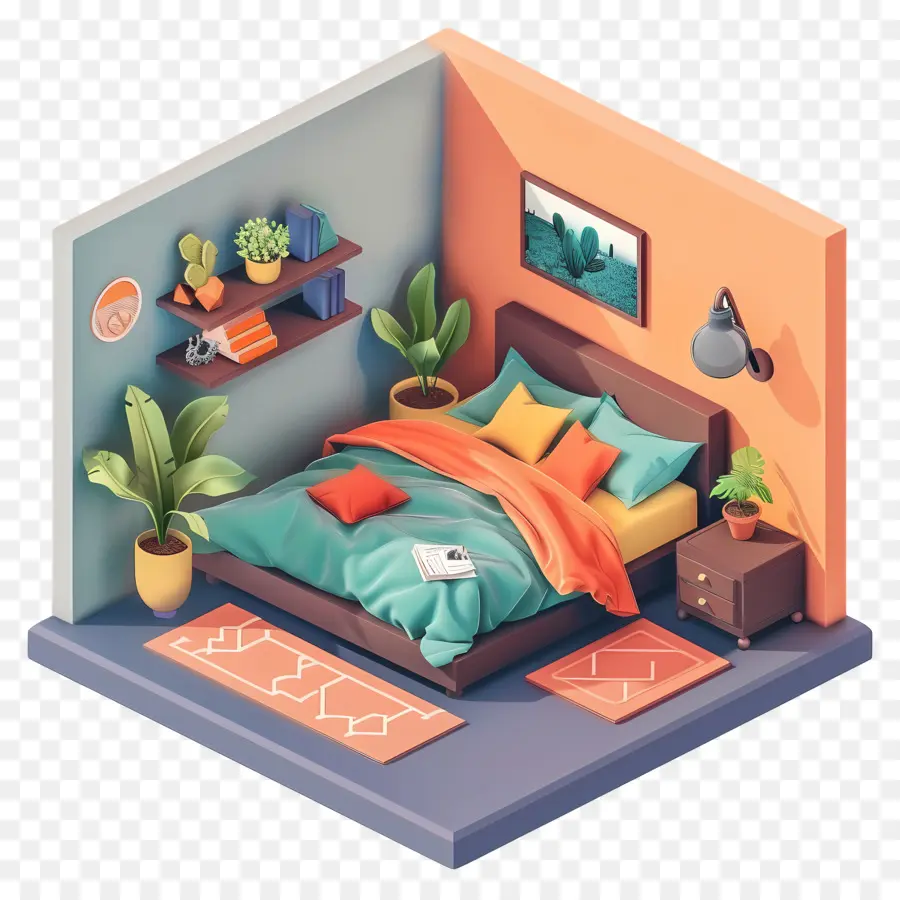 Chambre 3d，Décor De Chambre à Coucher PNG