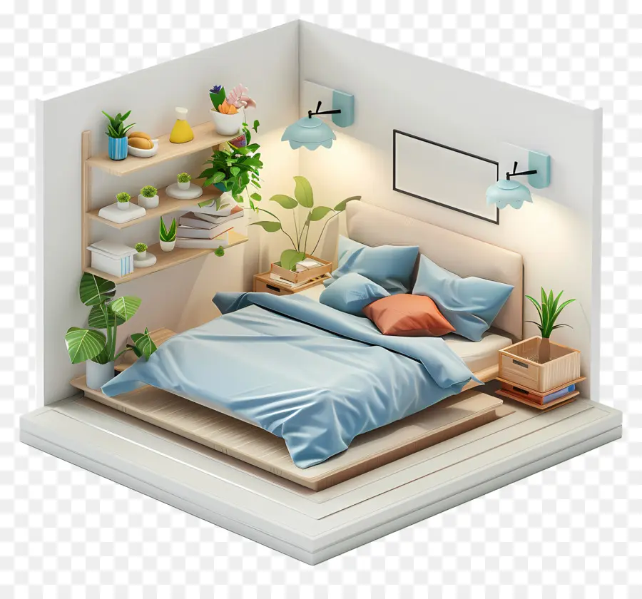 Chambre 3d，Chambre à Coucher PNG