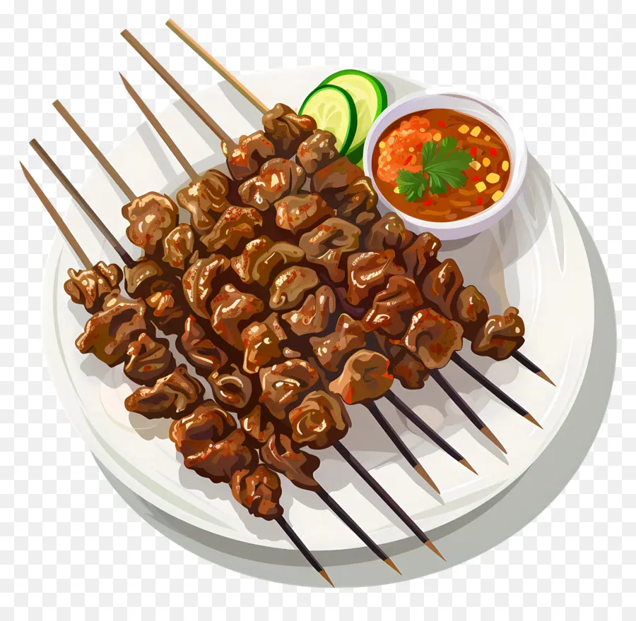 Satay，Brochettes De Poulet Grillées PNG