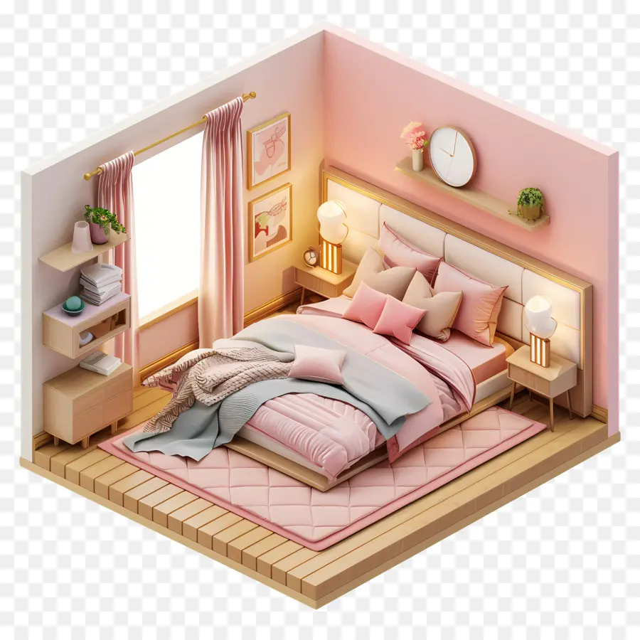 Chambre 3d，Chambre à Coucher PNG