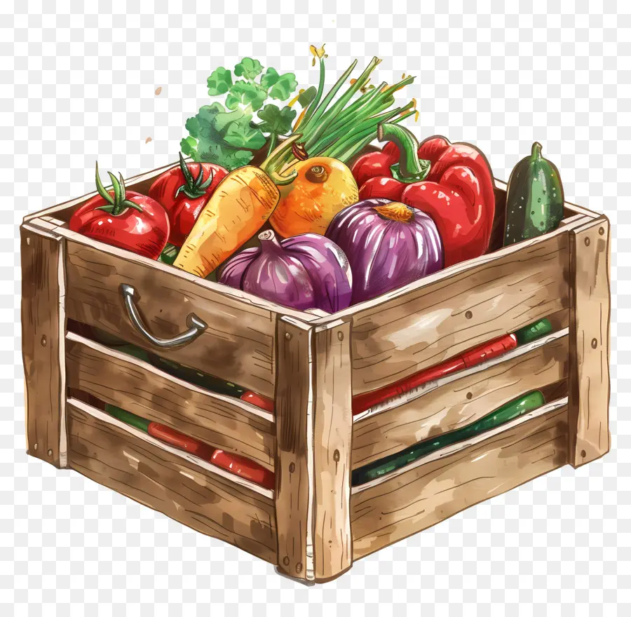 Caisse De Légumes Frais，Légumes Frais PNG