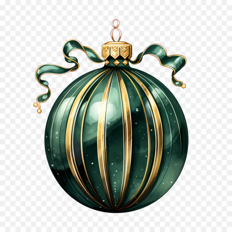 Décoration De Noël Boule，Ornement En Verre Vert PNG