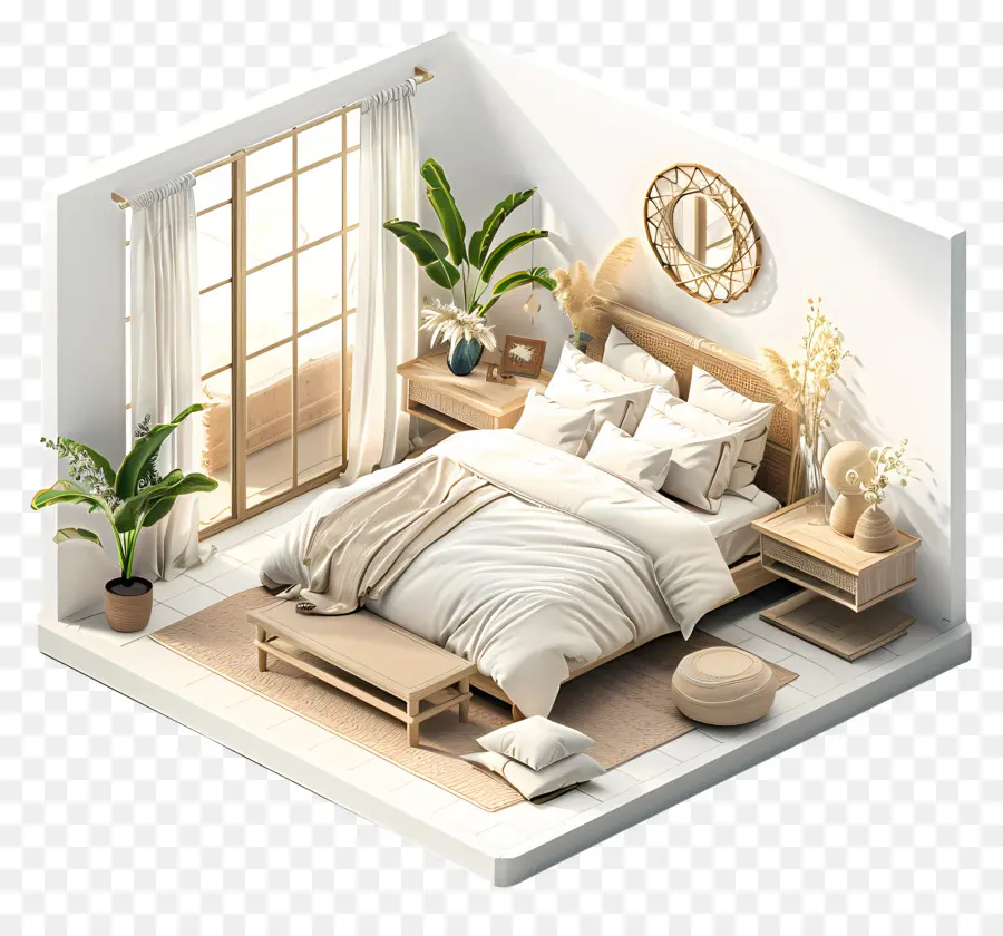 Chambre 3d，Un Décor Minimaliste PNG