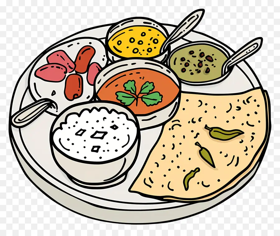 Thali Indien，Cuisine Indienne PNG