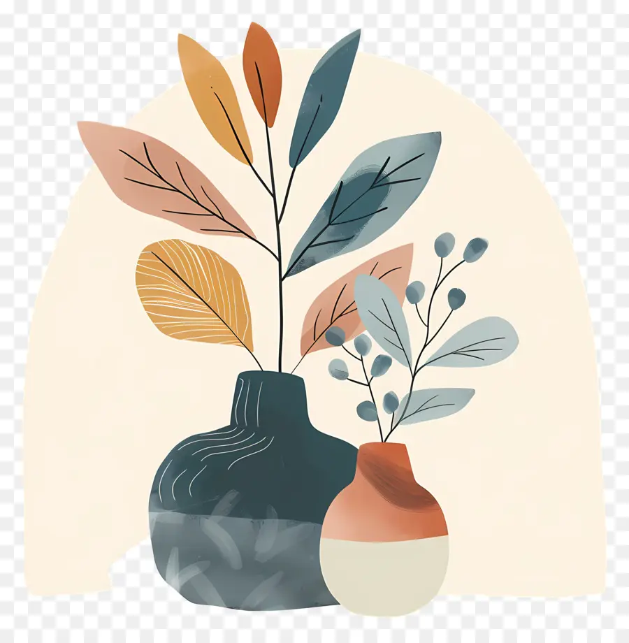 Vase，Feuilles PNG