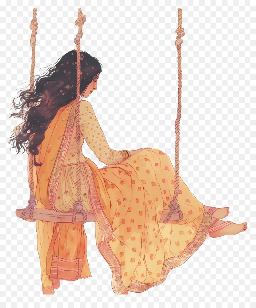 Femme Indienne Sur Le Swing，Femme PNG