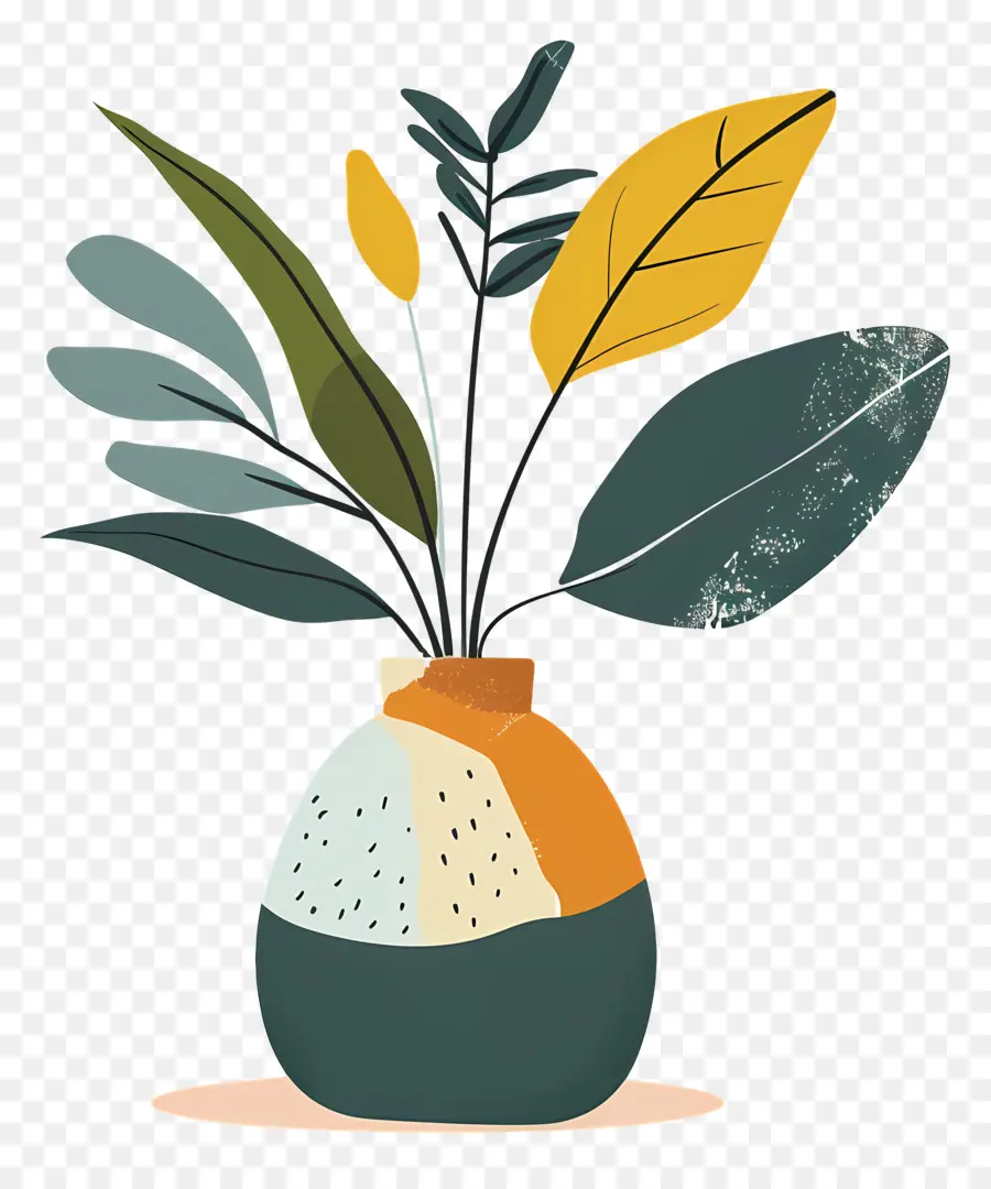 Vase，Feuilles PNG