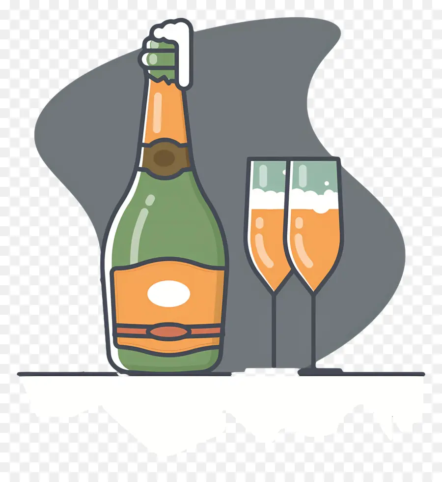 Bouteille De Champagne，Lunettes PNG