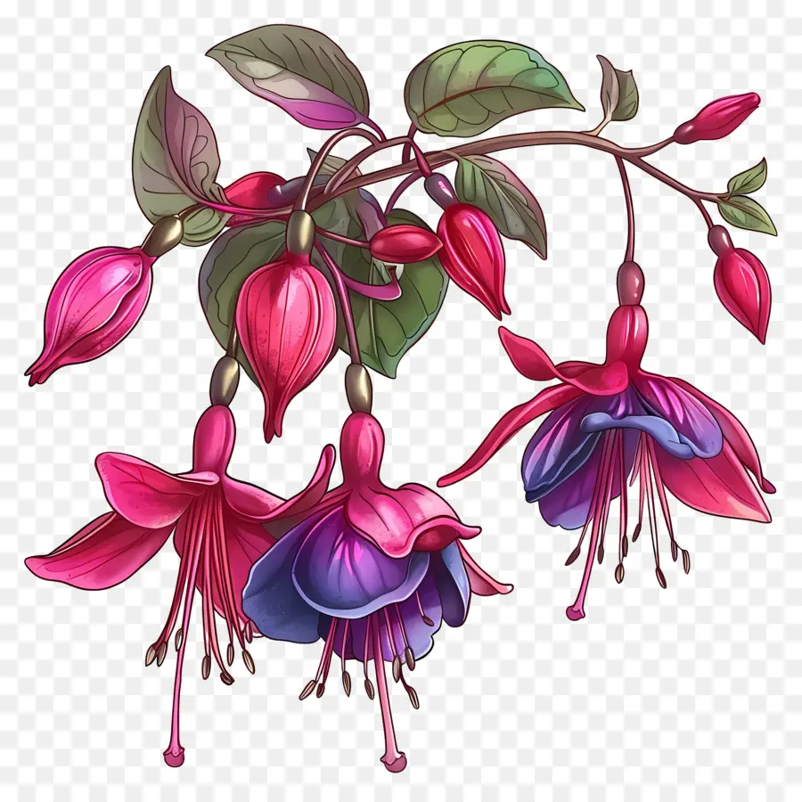 Fuchsia Fleurs，Fleurs Roses PNG