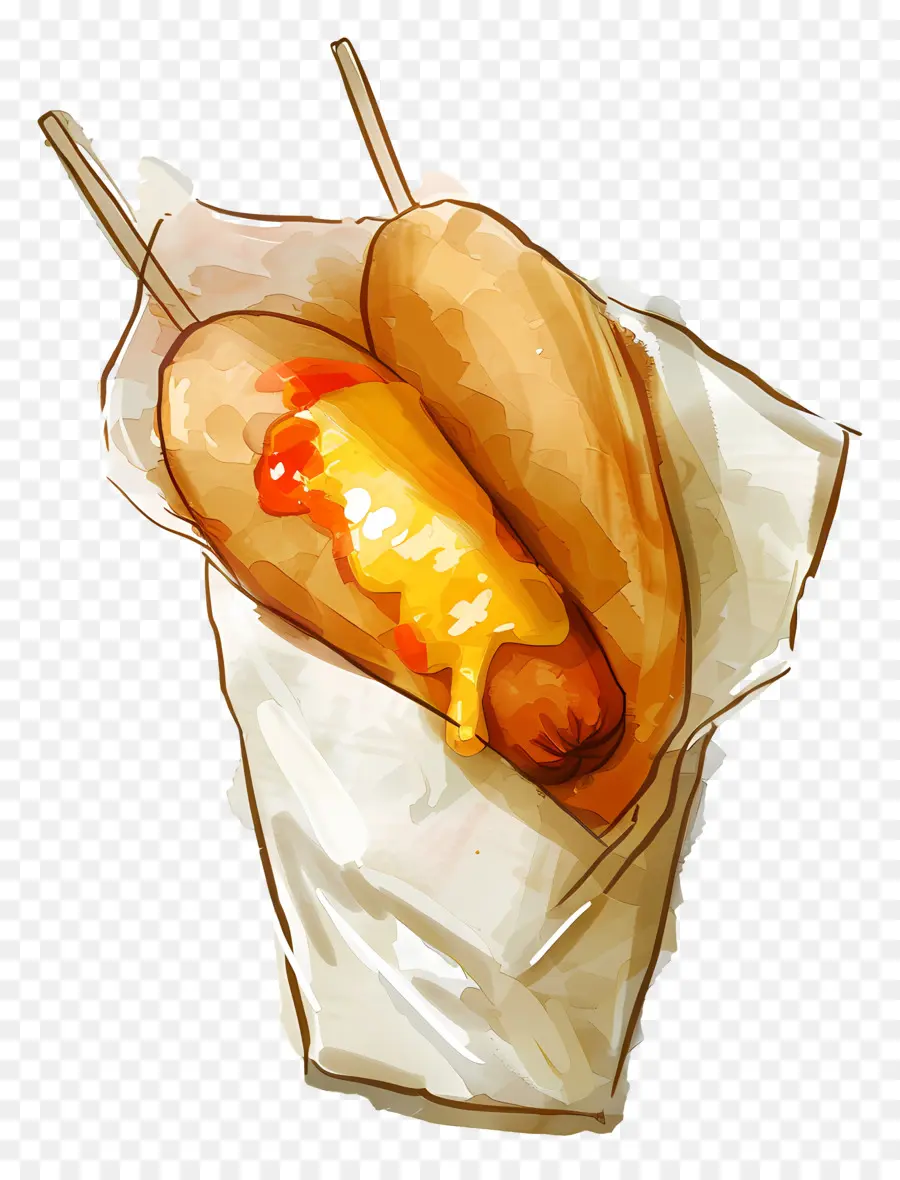 Saucisse Sur Bâtonnet，Cartoon Hot Dogs PNG