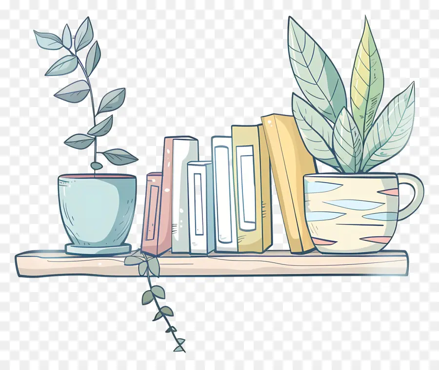 Livres Et Plantes Sur Une étagère，Livres PNG