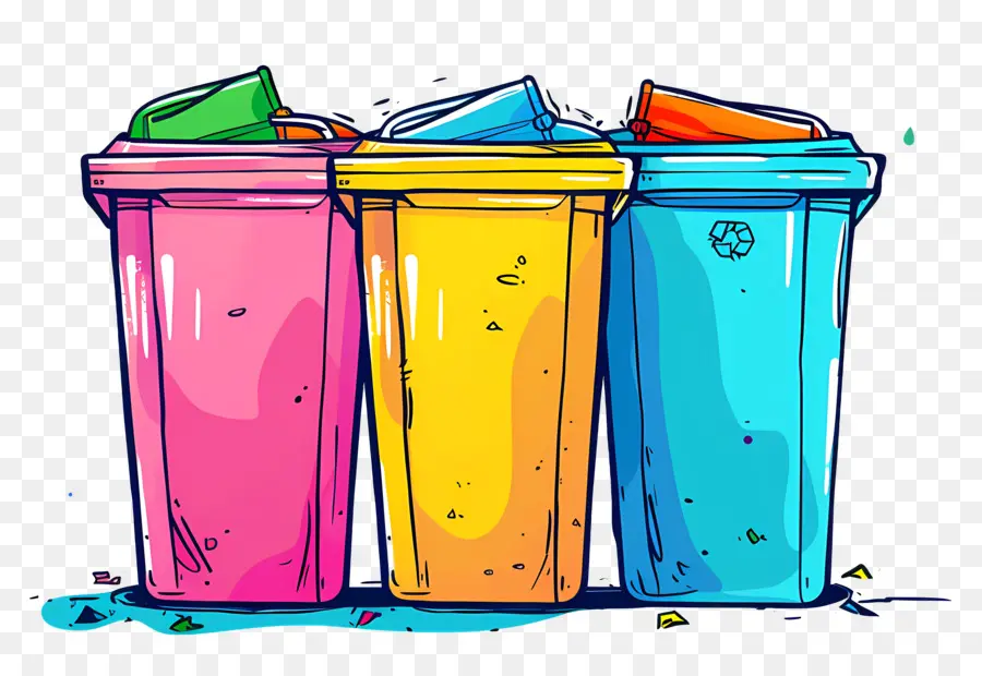 Poubelles Colorées，Recyclage PNG