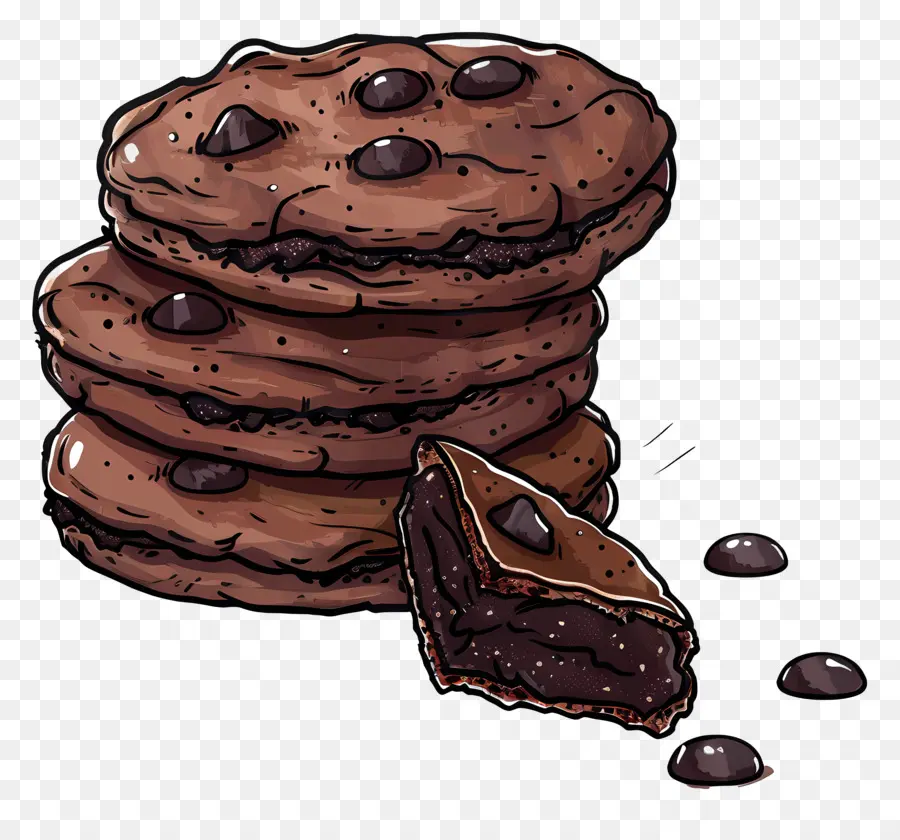 Biscuits Nappés Chocolat Noir，Cookies PNG