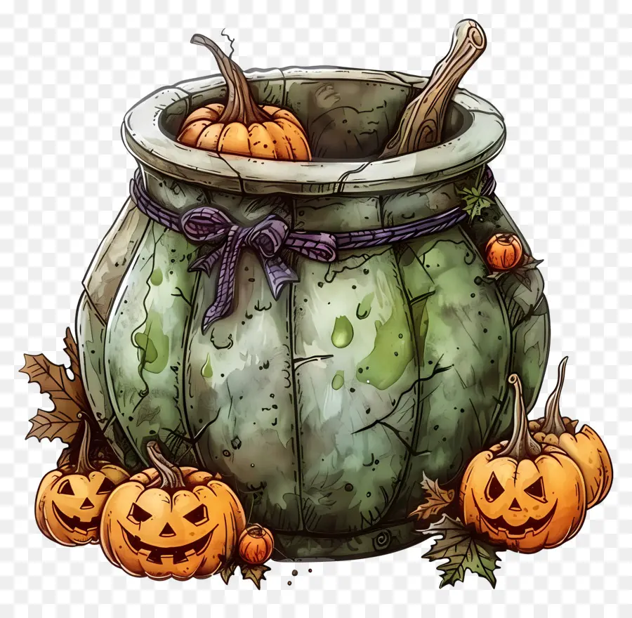 Chaudron D'halloween，Citrouilles PNG