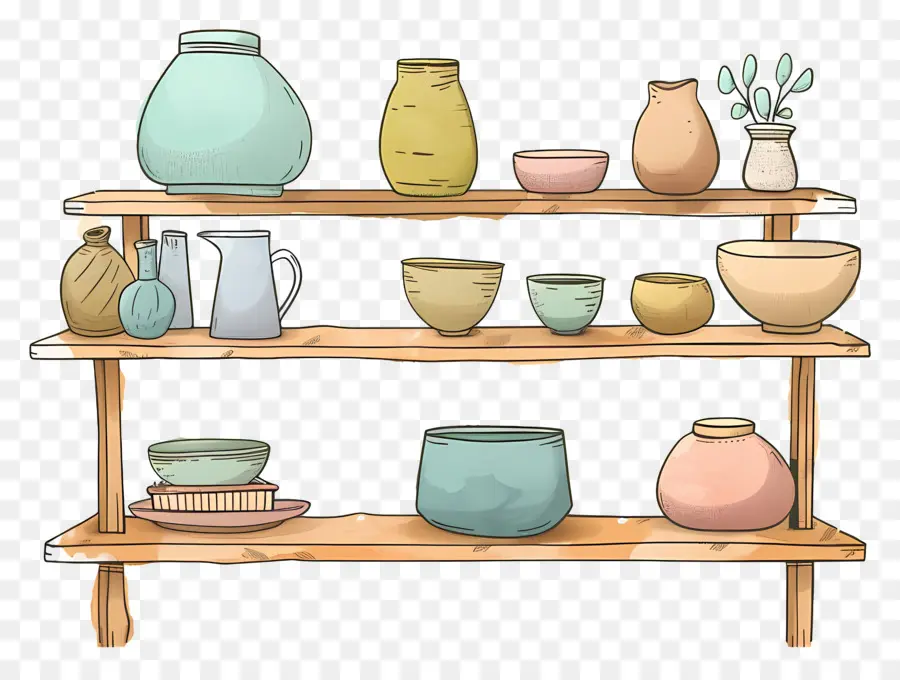 Étagère De Poterie，Vases PNG