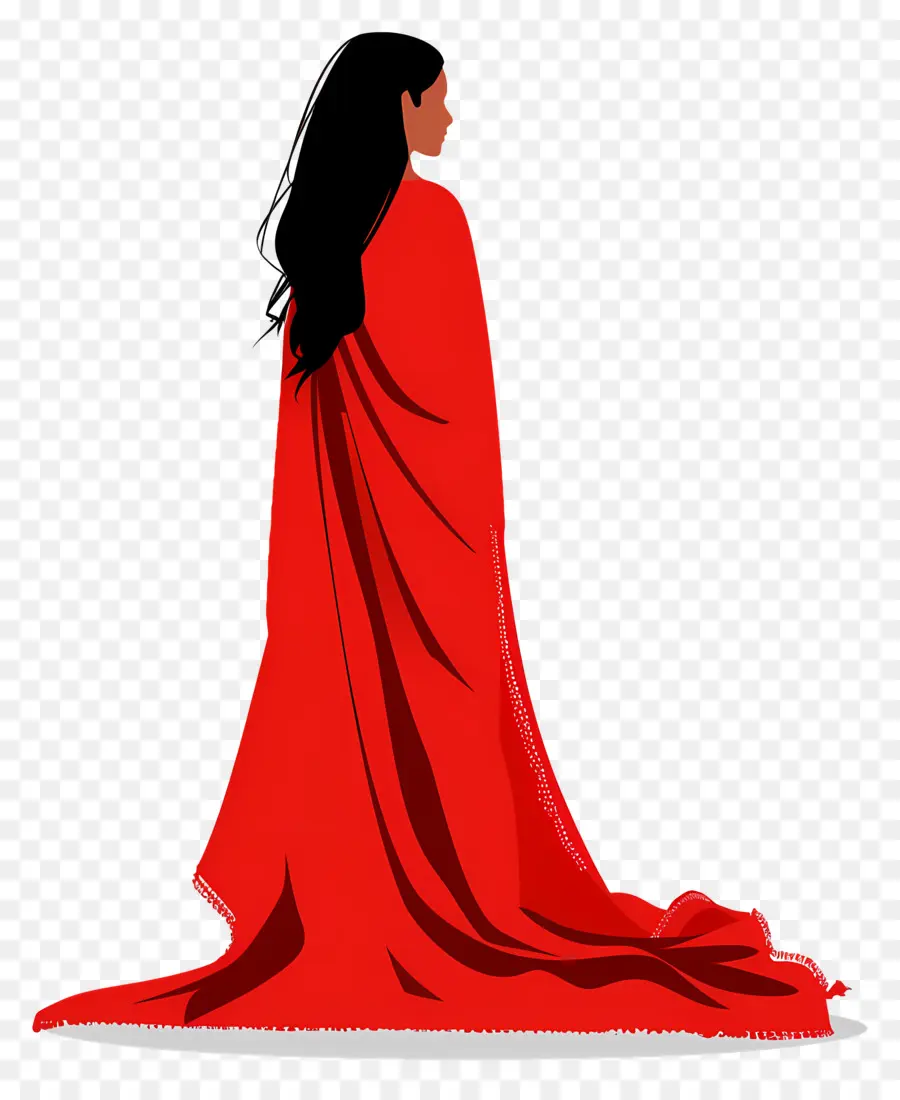 Femme Indienne，Femme En Manteau Rouge PNG