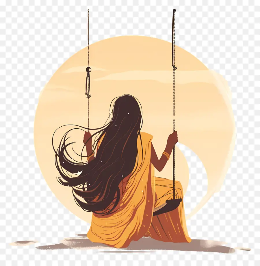 Femme Indienne Sur Le Swing，Femme PNG