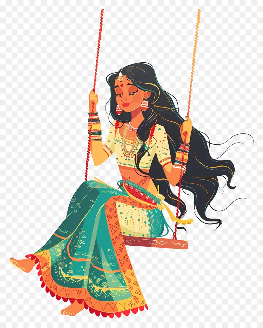 Femme Indienne Sur Le Swing，Femme PNG