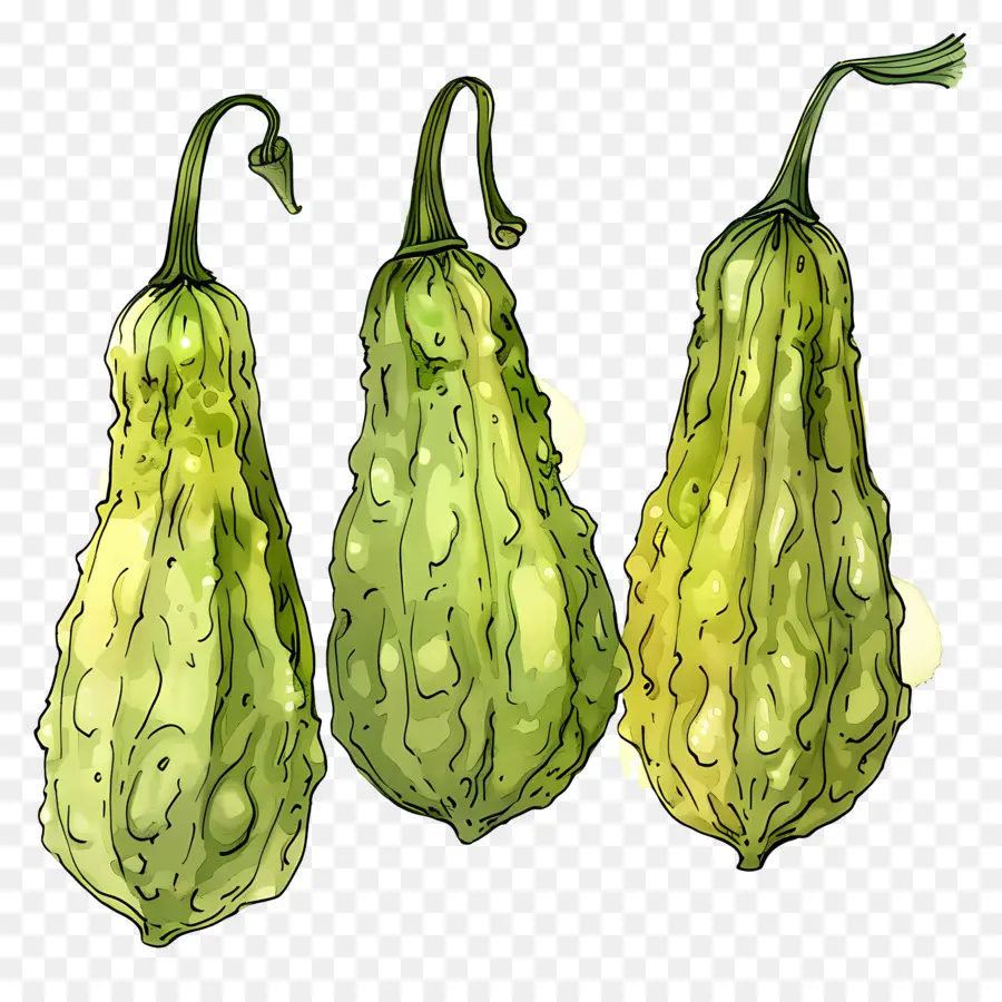 Trois Gourdes Vertes，Courges PNG