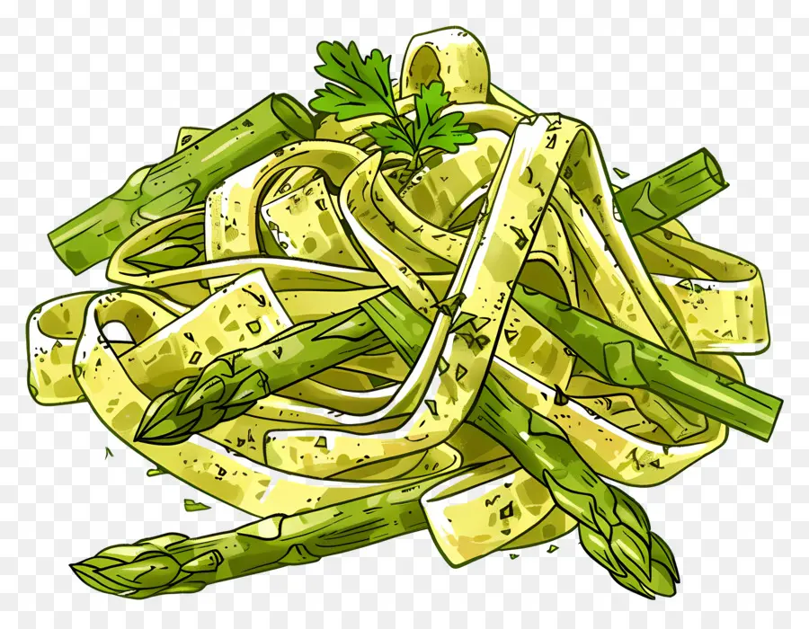 Les Pâtes Aux Asperges，Spaghetti PNG