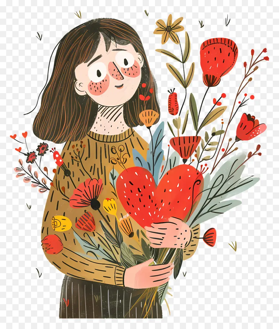 Fille Avec Des Fleurs，Fleurs PNG