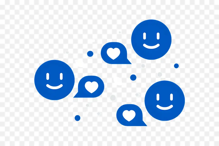 Les Médias Sociaux，Visages Souriants Bleus PNG