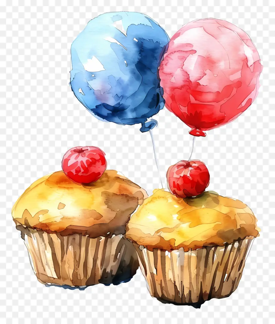 Cupcakes Avec Des Ballons，Ballons PNG