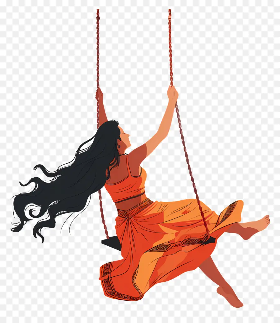 Femme Indienne Sur Le Swing，Femme PNG