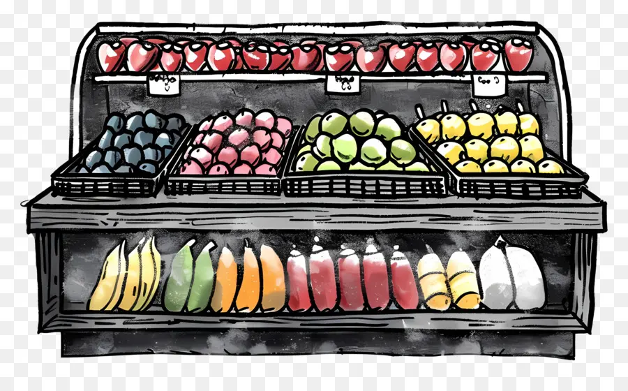 Compteur De Fruits，Peinture De Stand De Fruits PNG