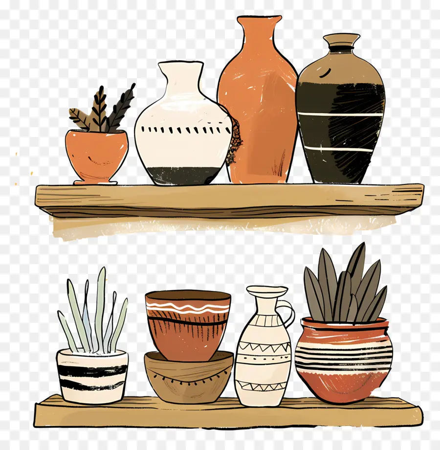 Vases Et Pots，Étagères PNG