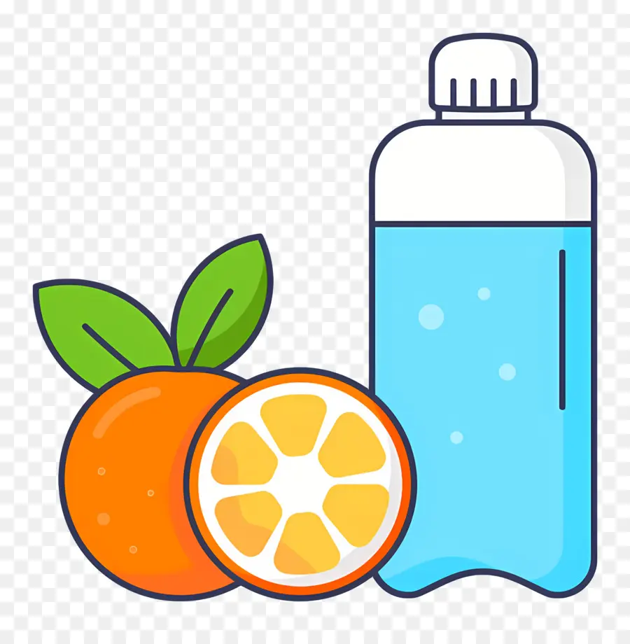 Orange Et Bouteille，Fruit PNG