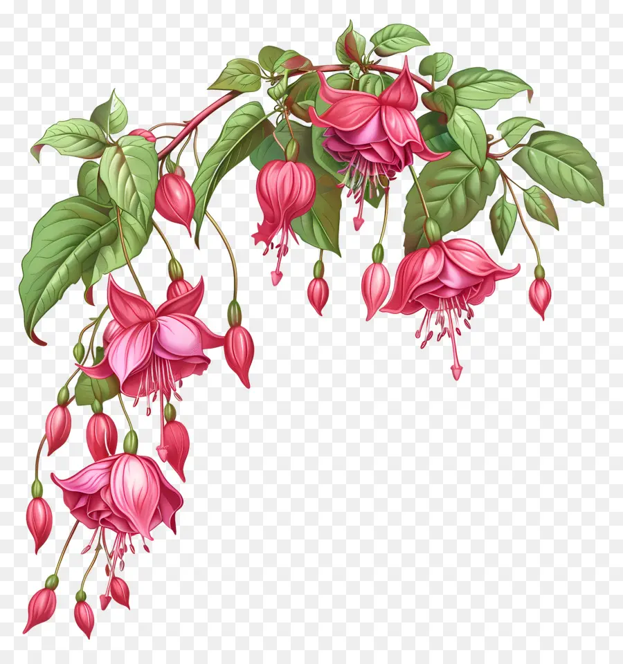 Fuchsia Fleurs，Des Pétales De Rose PNG